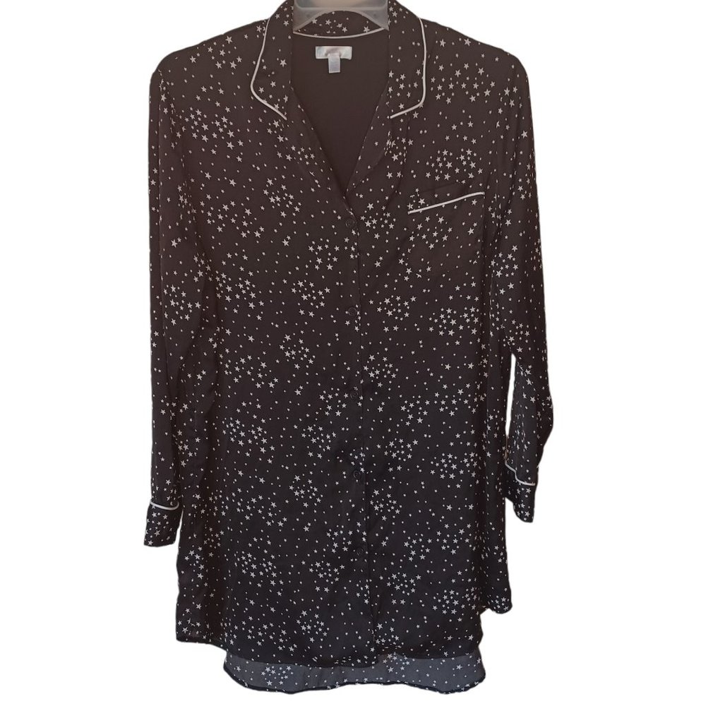 Secret Treasures Long Black Night Shirt With Stars Size XL